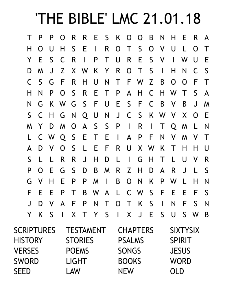 'THE BIBLE'   LMC 21.01.18 Word Search