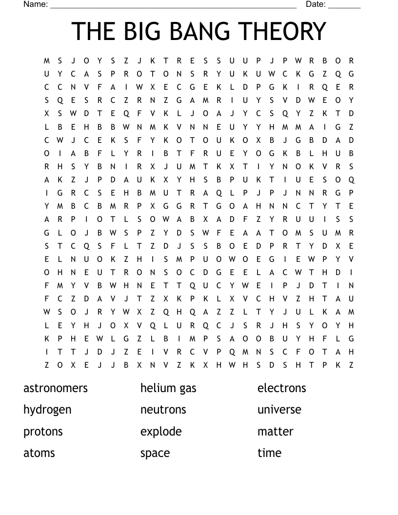 THE BIG BANG THEORY Word Search