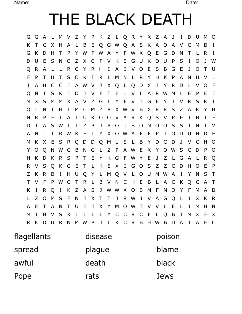 THE BLACK DEATH Word Search