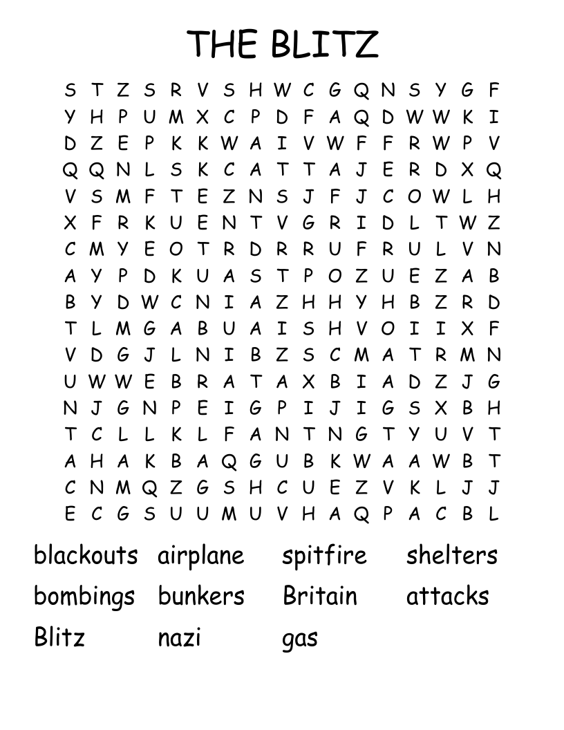 THE BLITZ Word Search