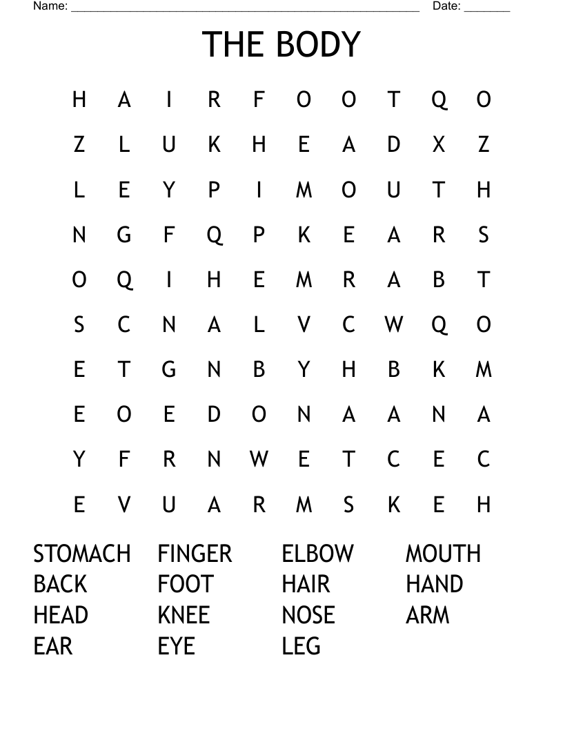 THE BODY Word Search