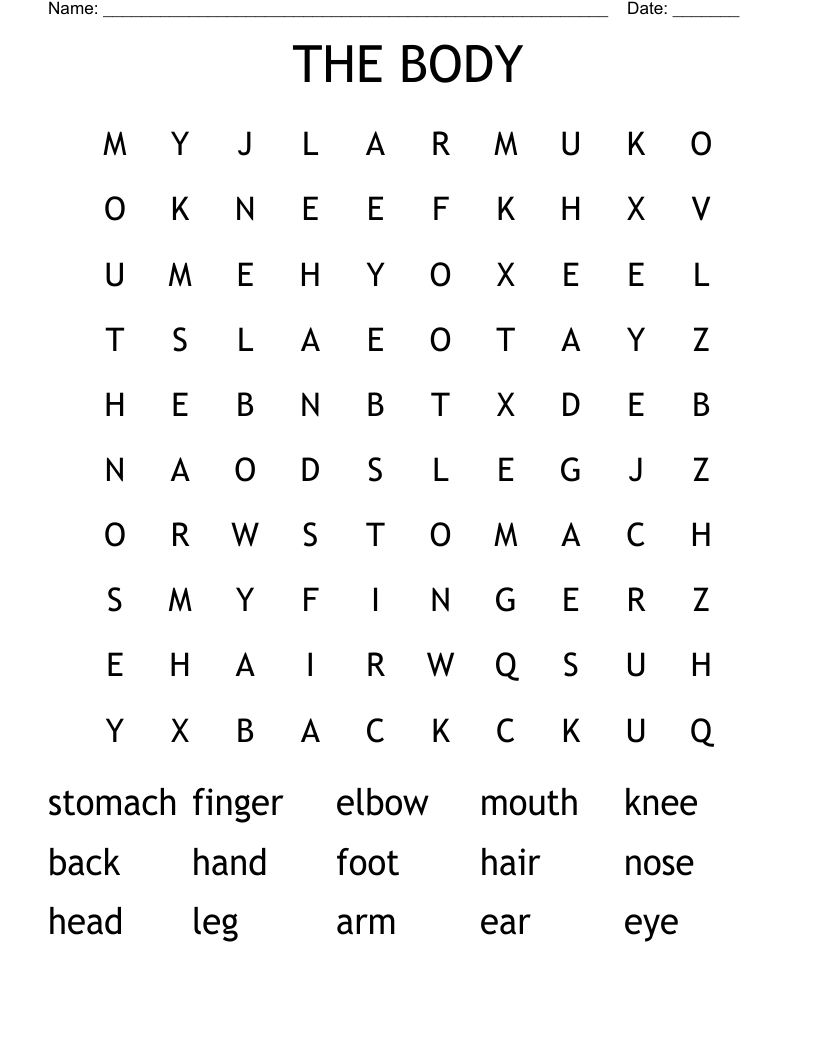 THE BODY Word Search