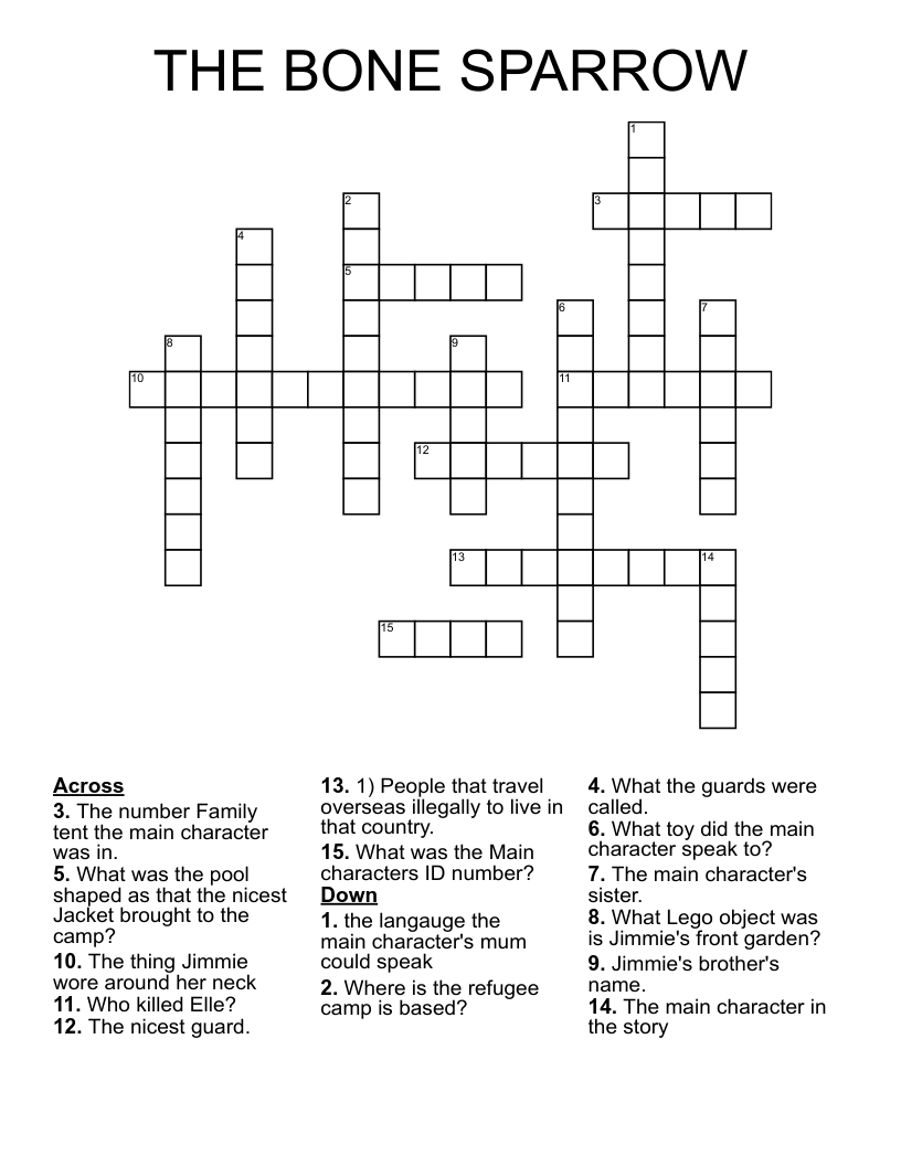THE BONE SPARROW Crossword