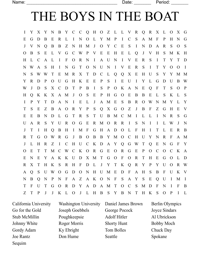 THE BOYS IN THE BOAT Word Search