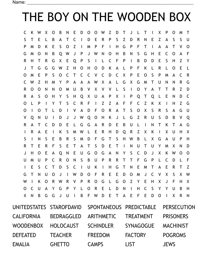 THE BOY ON THE WOODEN BOX Word Search