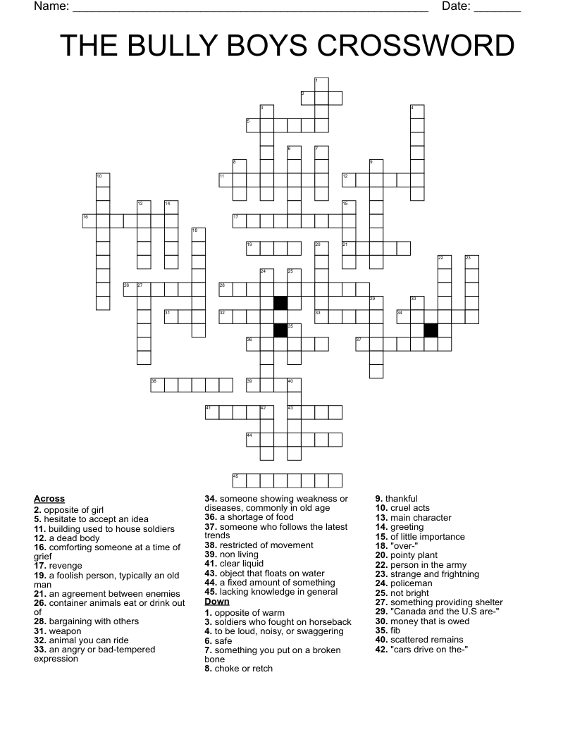 THE BULLY BOYS CROSSWORD