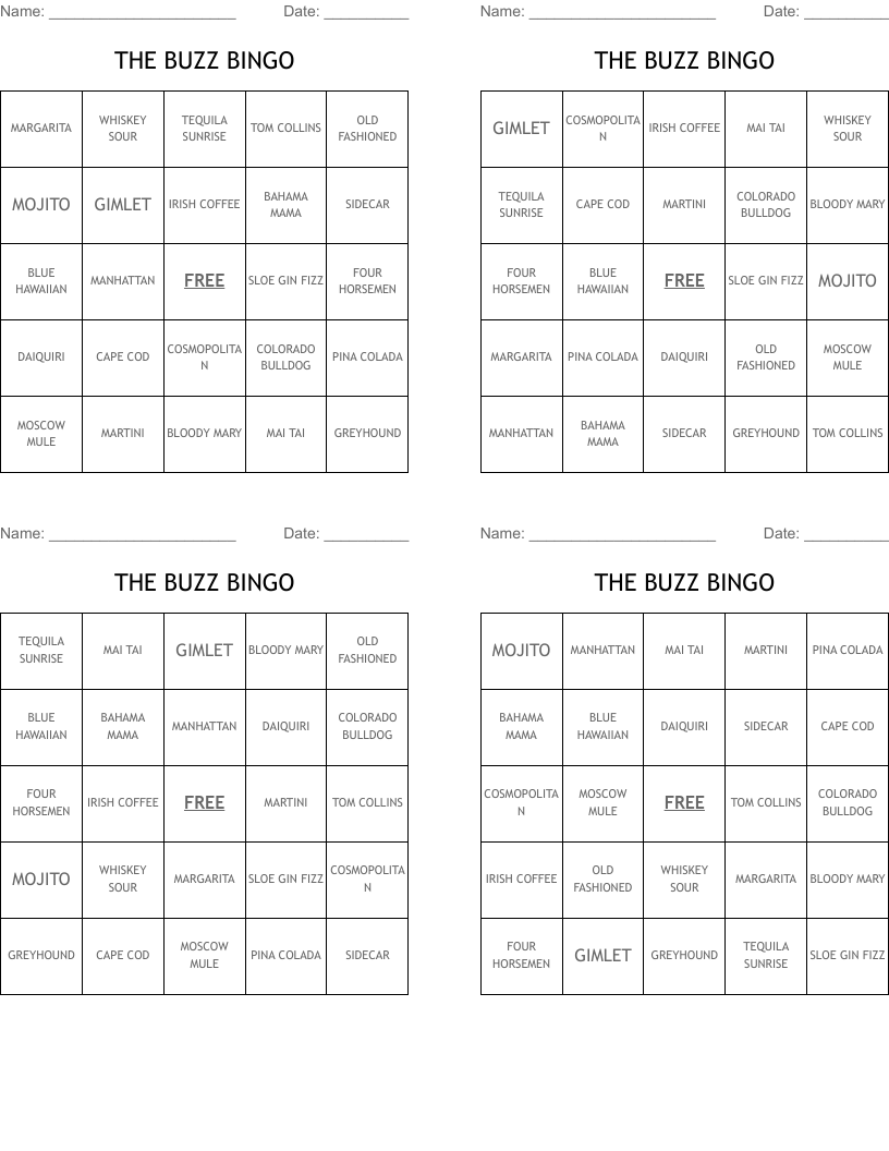 THE BUZZ BINGO