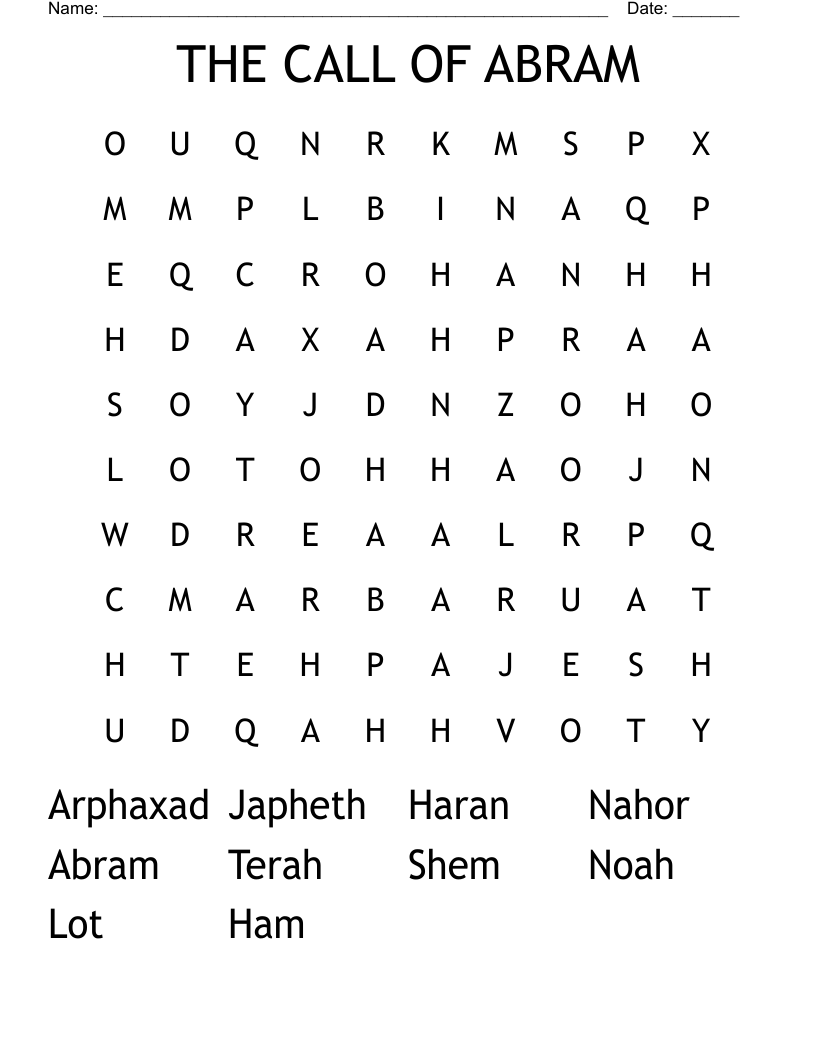 THE CALL OF ABRAM Word Search