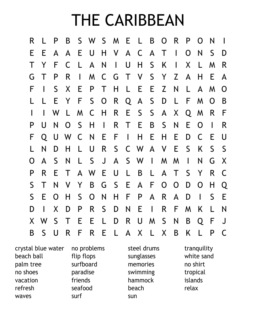 THE CARIBBEAN Word Search