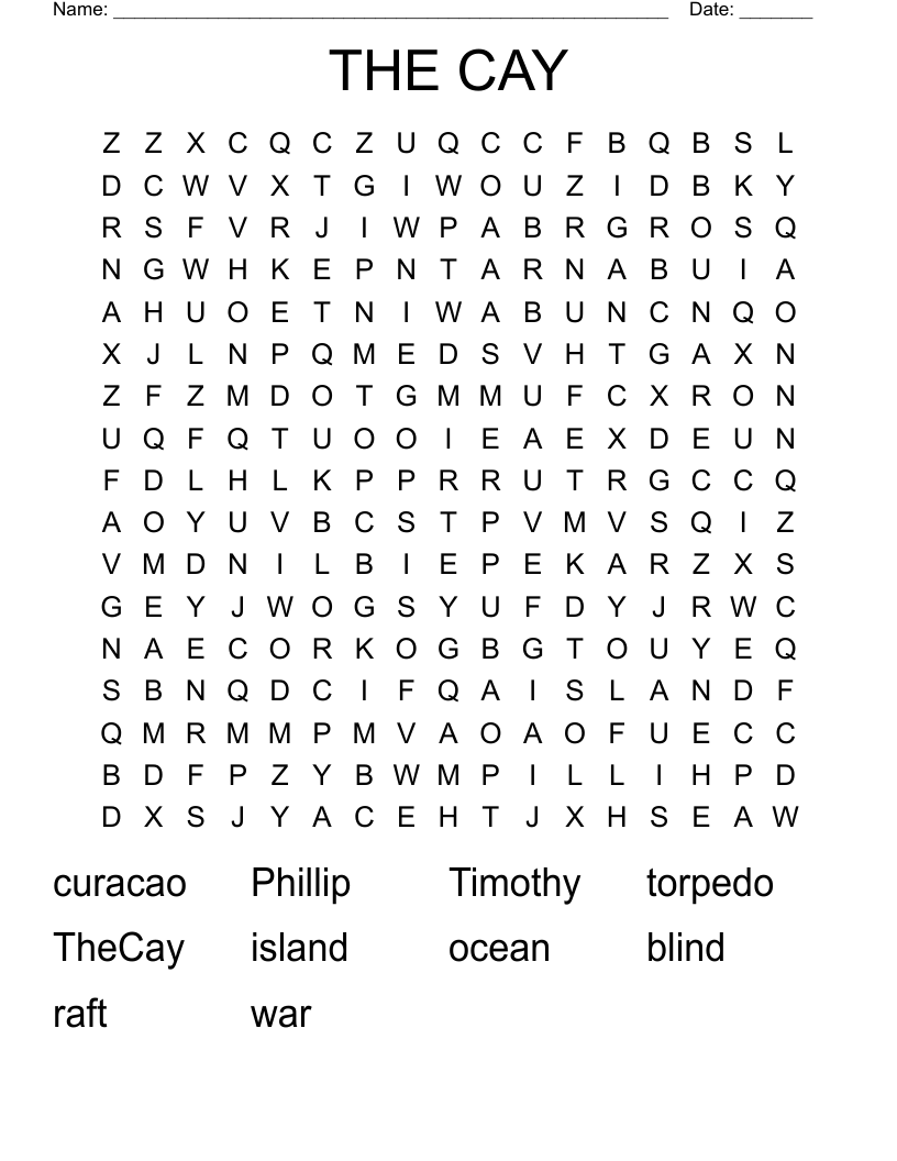 THE CAY Word Search