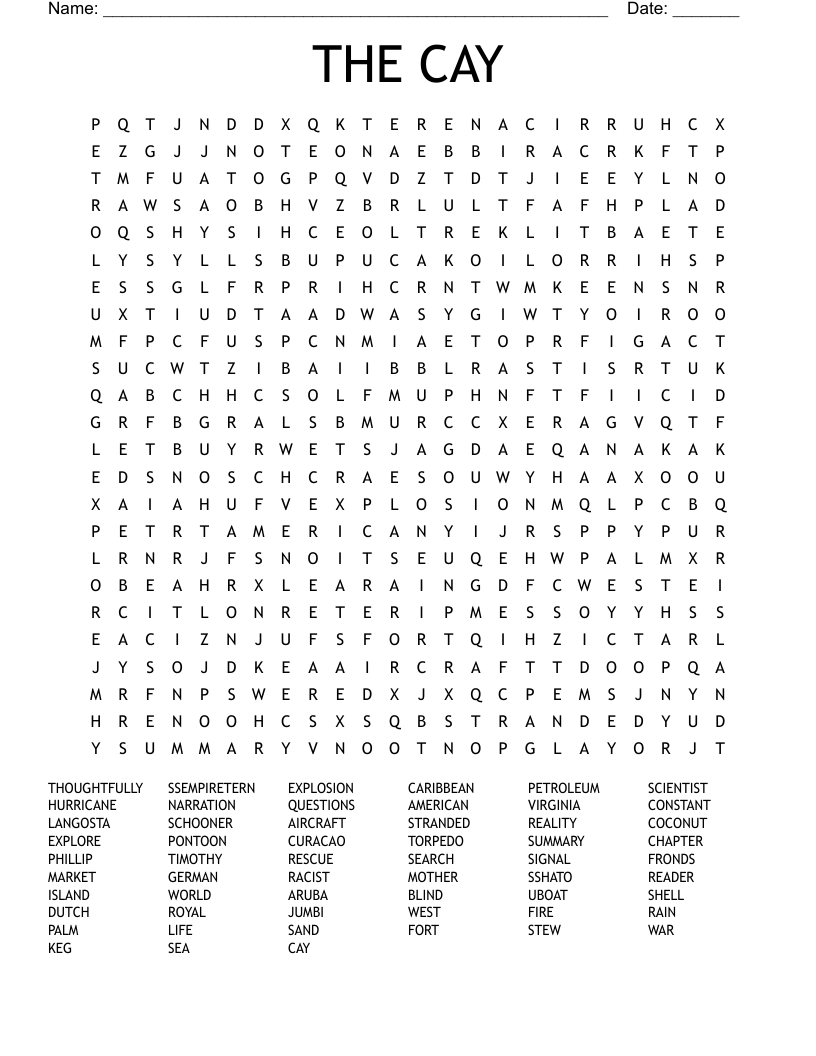 THE CAY Word Search
