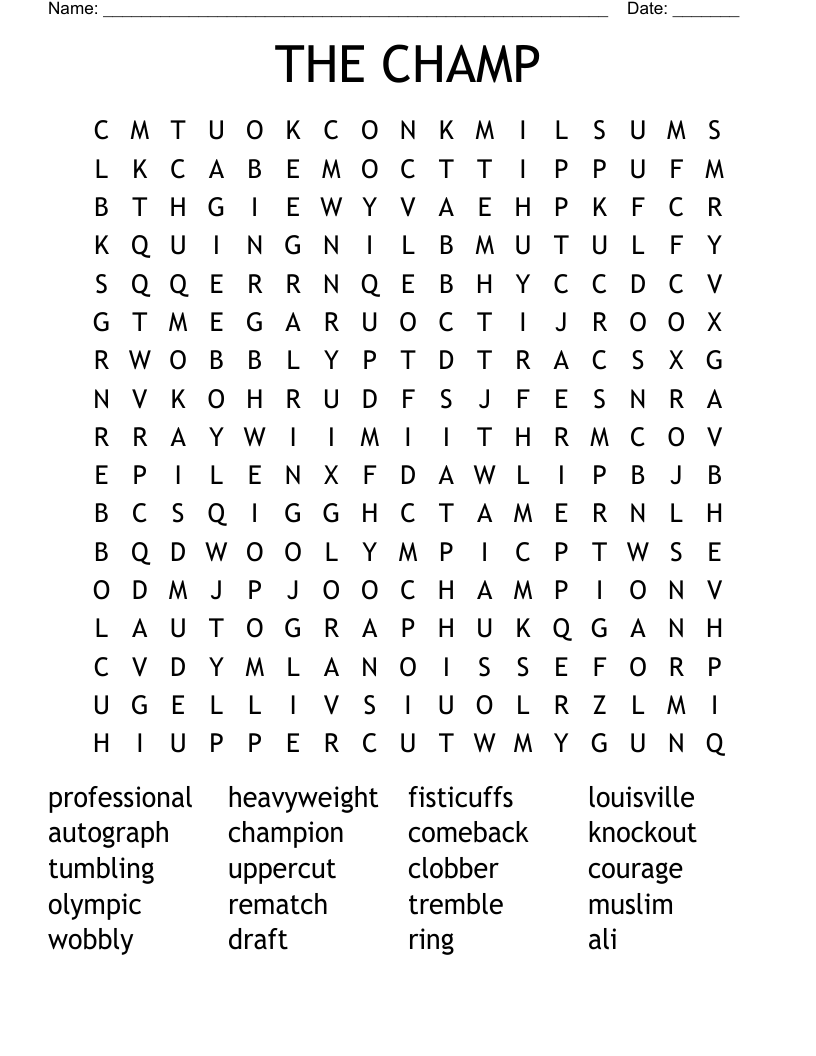 THE CHAMP Word Search