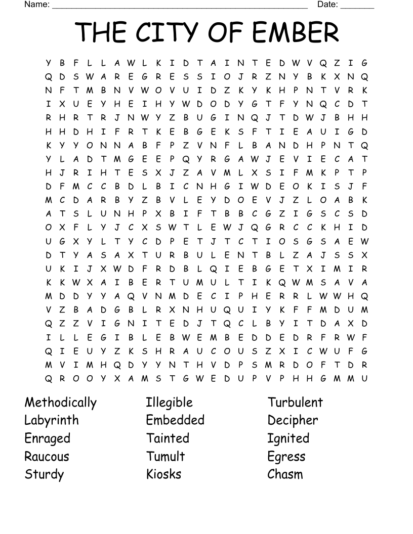 THE CITY OF EMBER Word Search