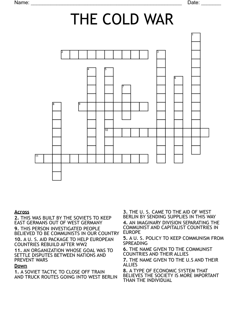 THE COLD WAR Crossword