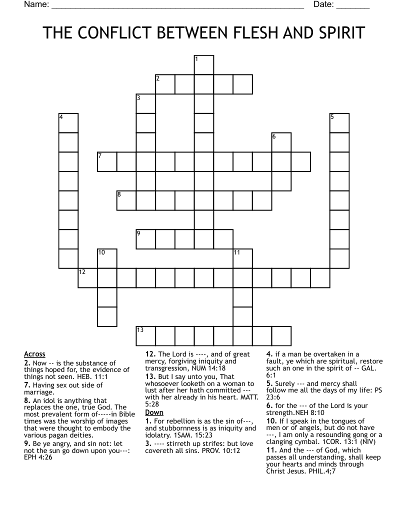 THE CONFLICT BETWEEN FLESH AND SPIRIT Crossword