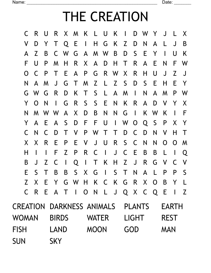THE CREATION Word Search
