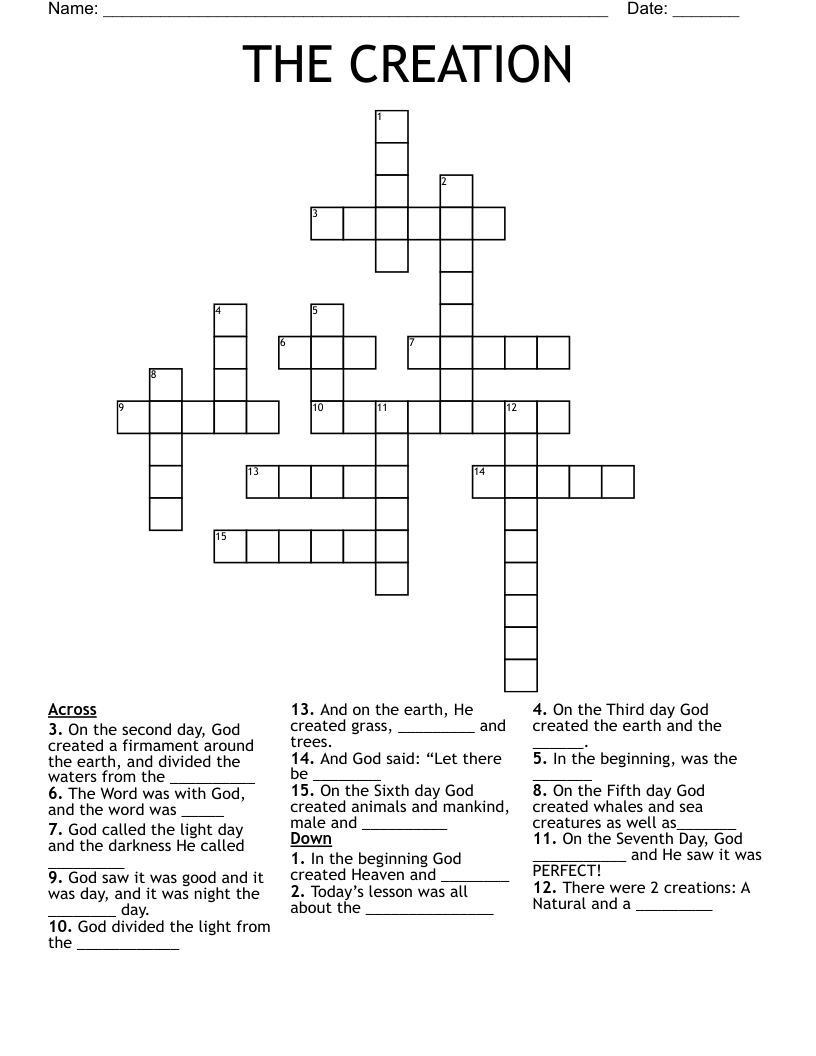 THE CREATION Crossword