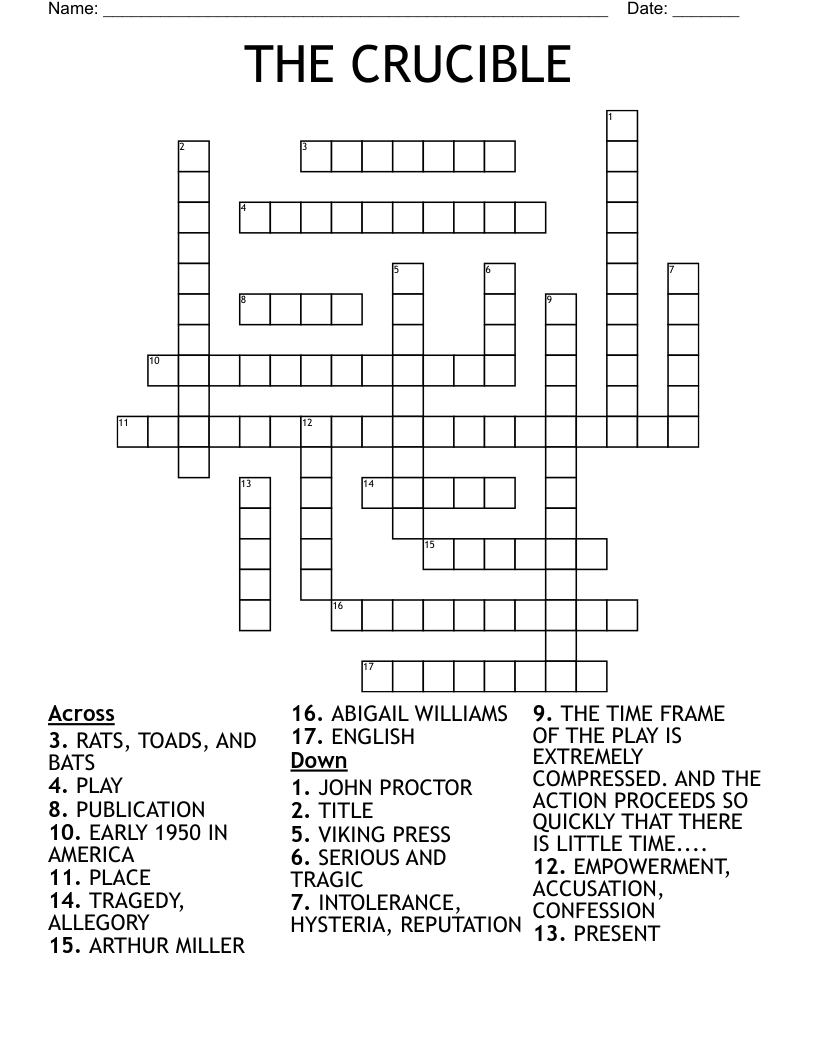 THE CRUCIBLE Crossword
