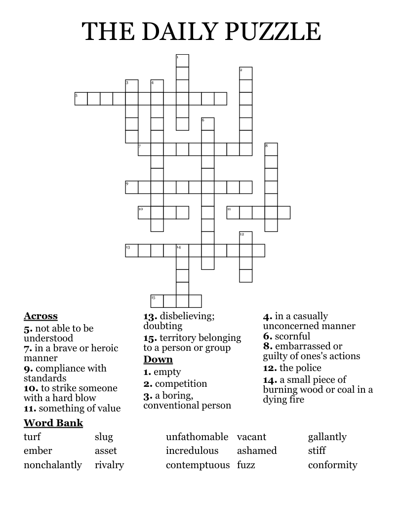 THE DAILY PUZZLE Crossword