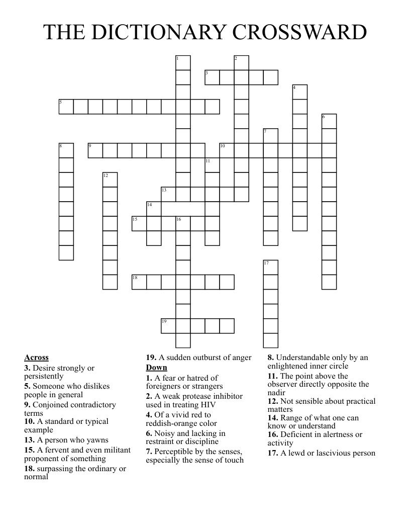 THE DICTIONARY CROSSWARD Crossword
