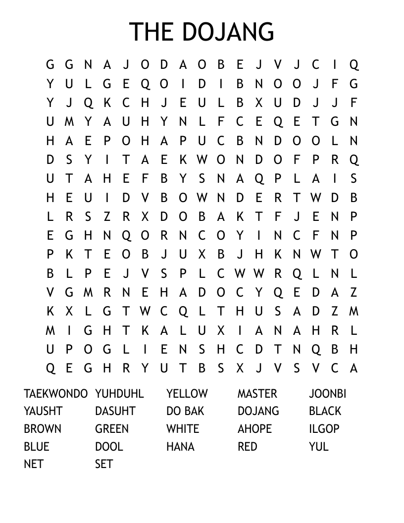 THE DOJANG Word Search