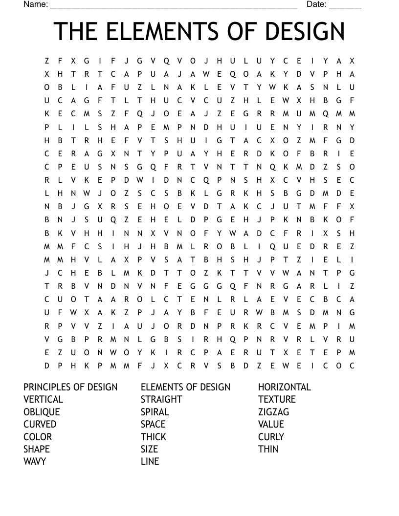 THE ELEMENTS OF DESIGN Word Search