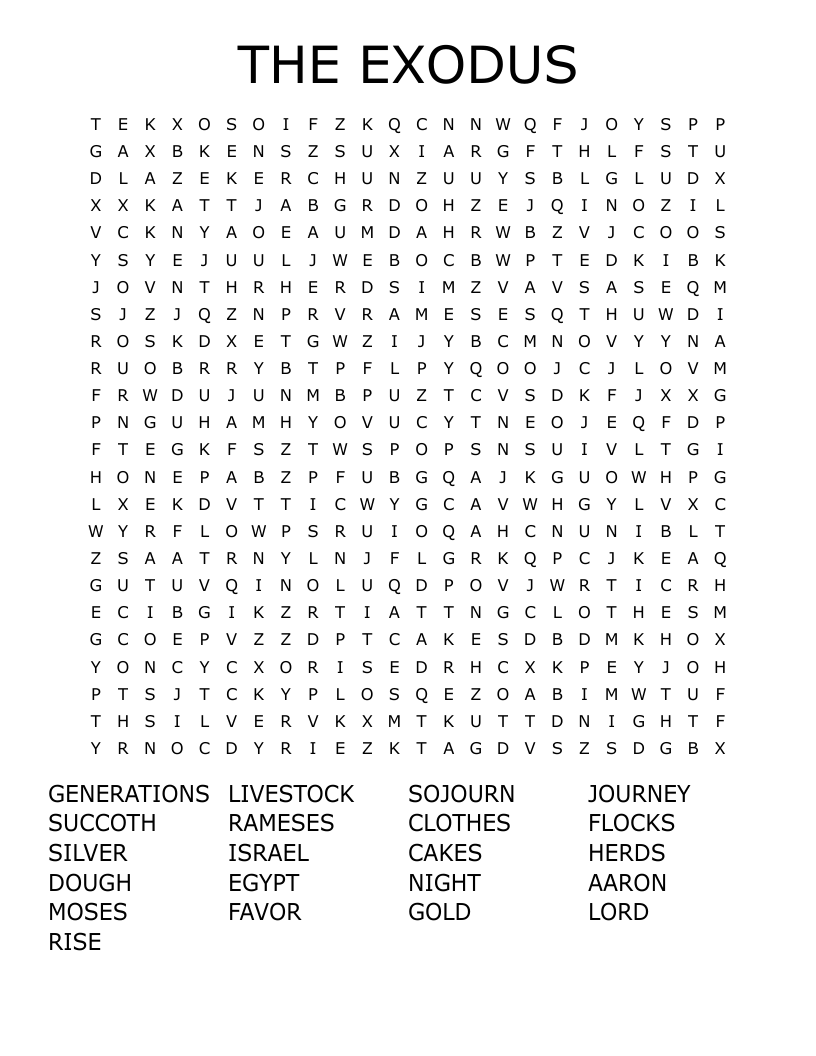 THE EXODUS Word Search