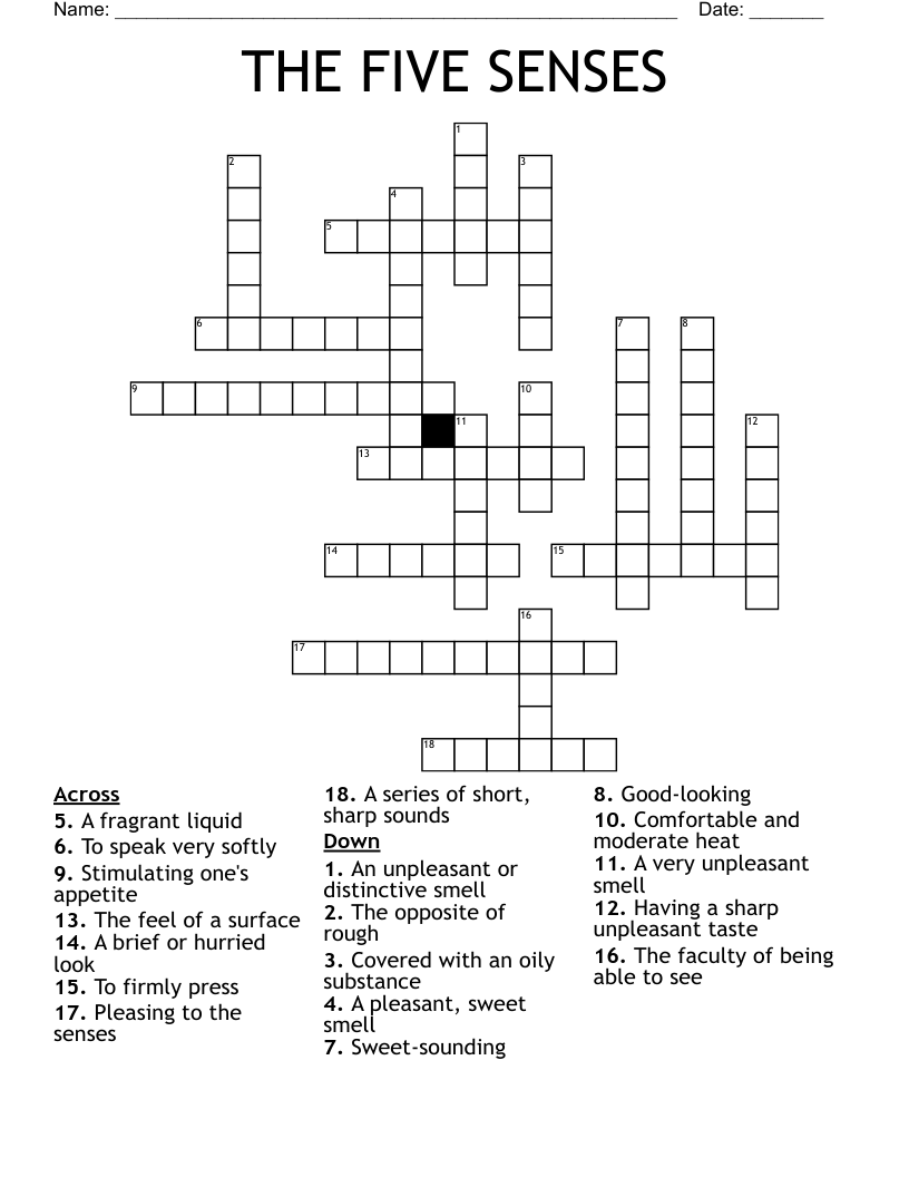 THE FIVE SENSES  Crossword