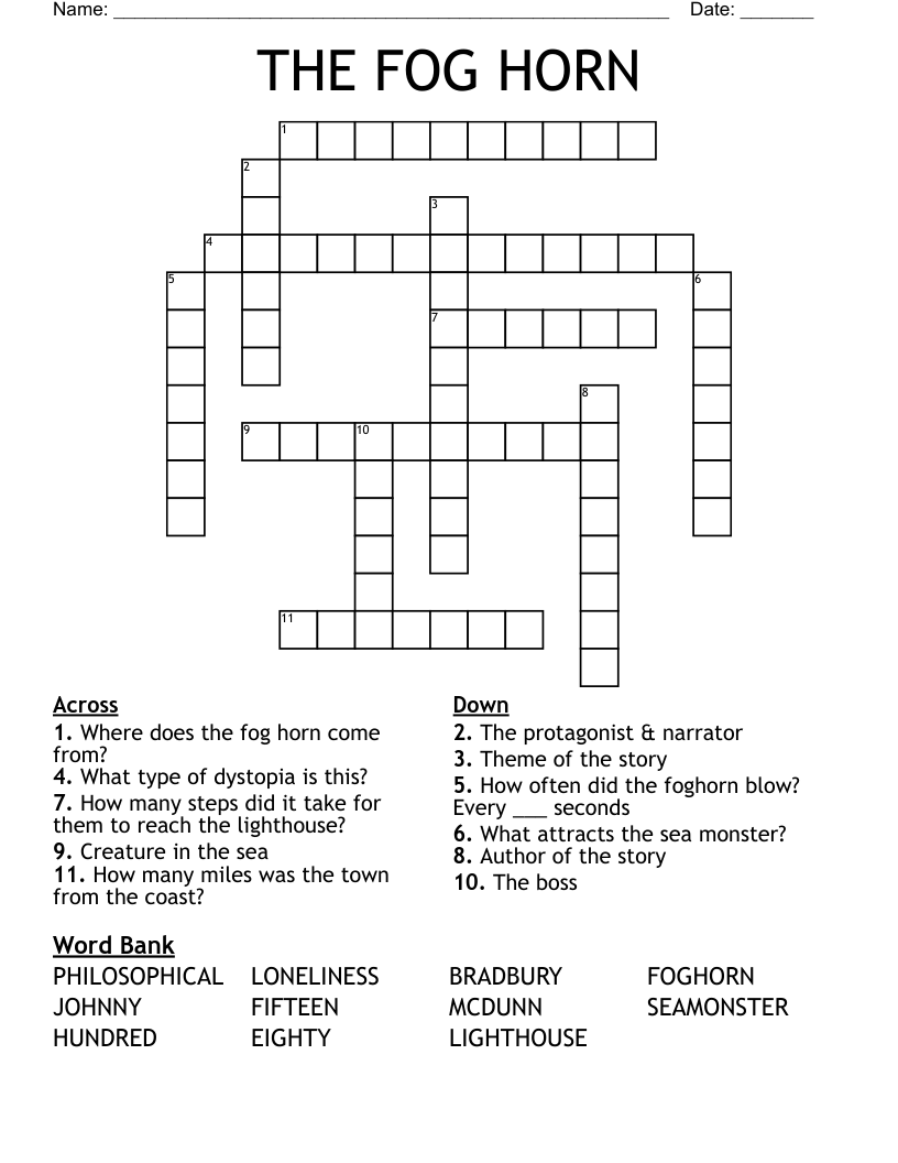 THE FOG HORN Crossword