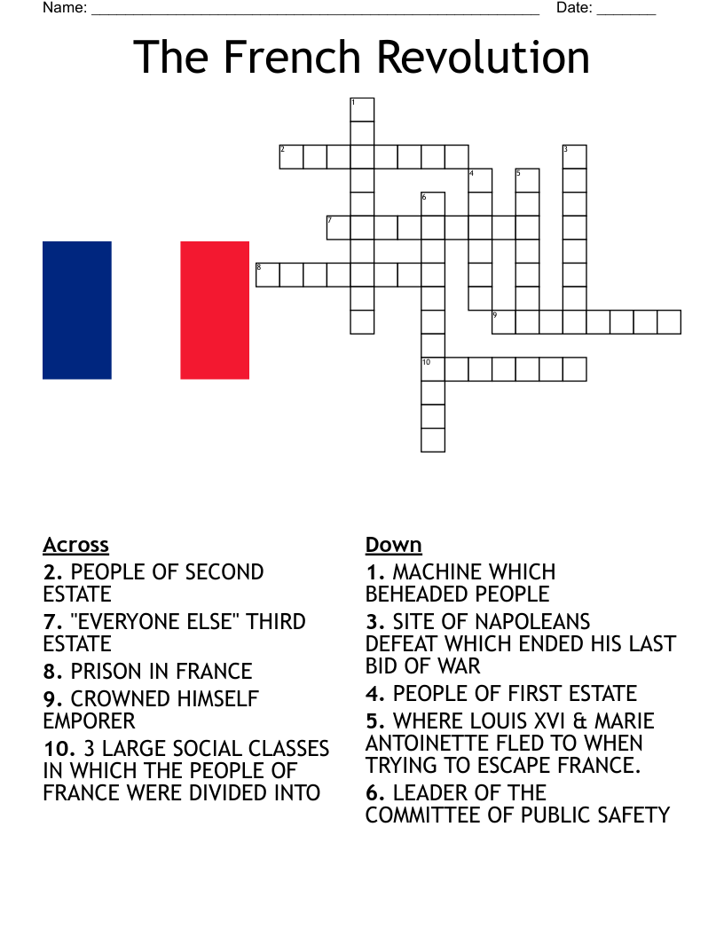 The French Revolution Crossword