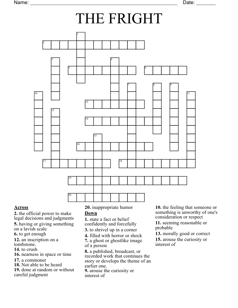 THE FRIGHT Crossword