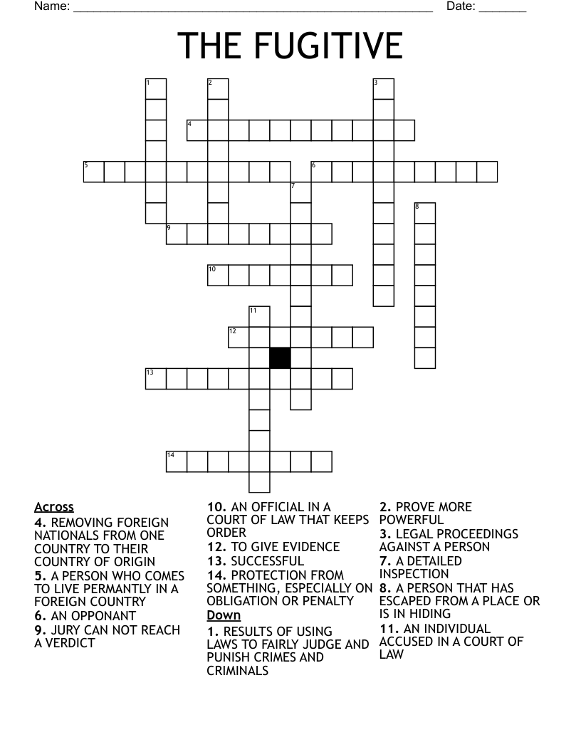 THE FUGITIVE Crossword