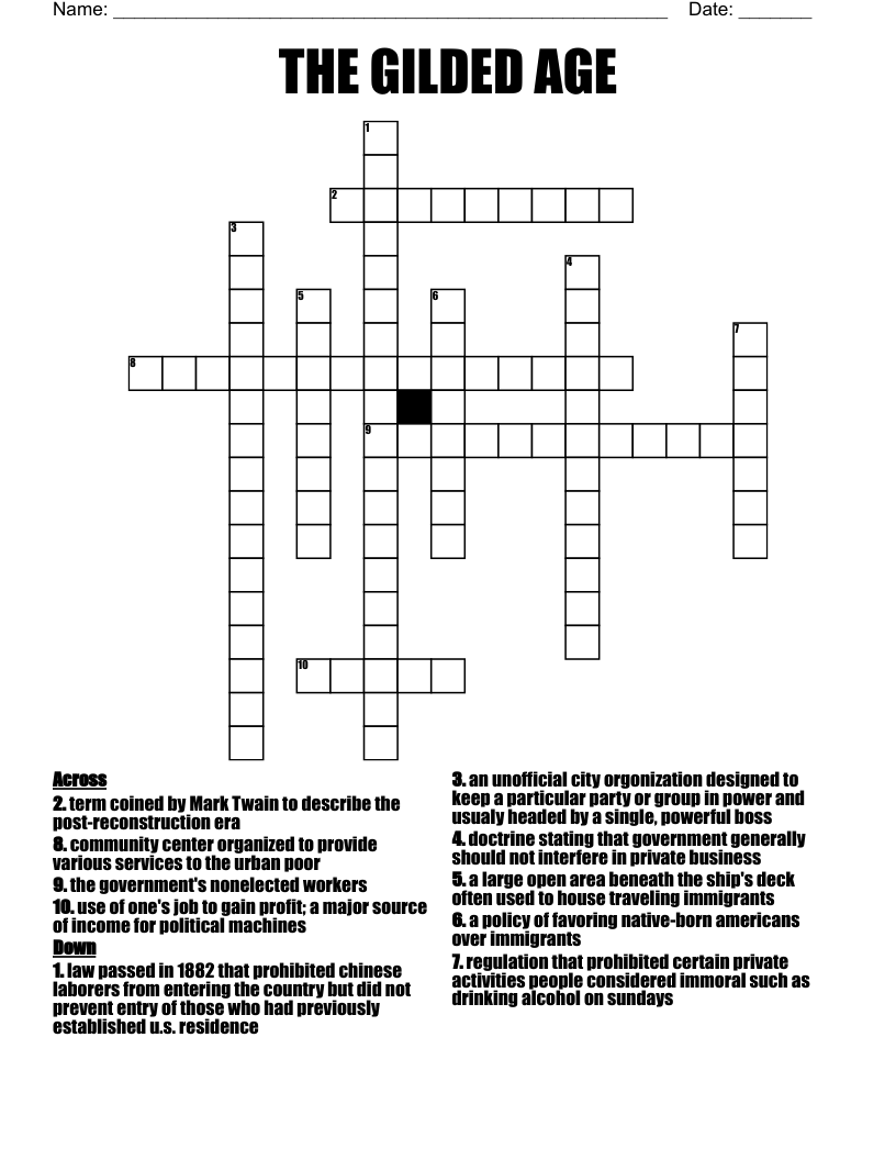 THE GILDED AGE Crossword