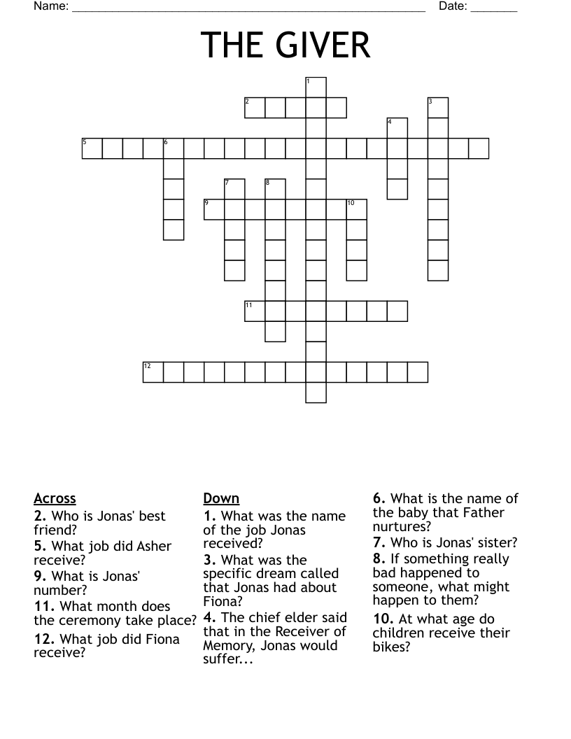 THE GIVER Crossword
