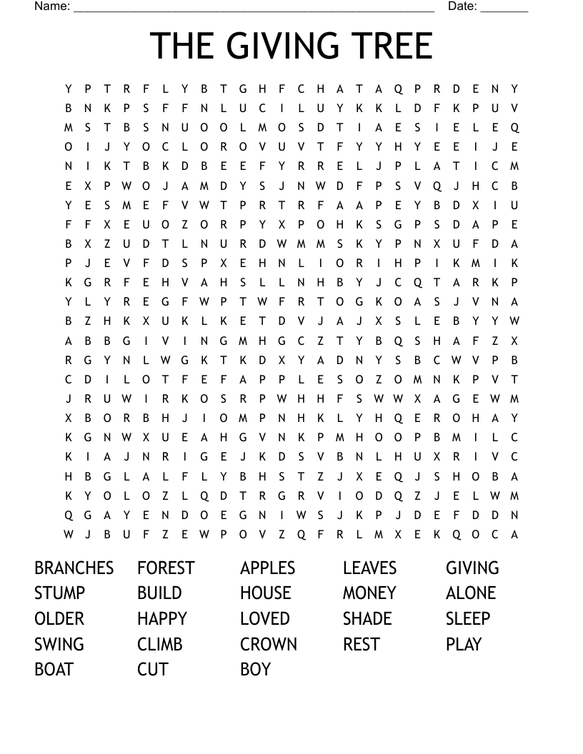 THE GIVING TREE Word Search