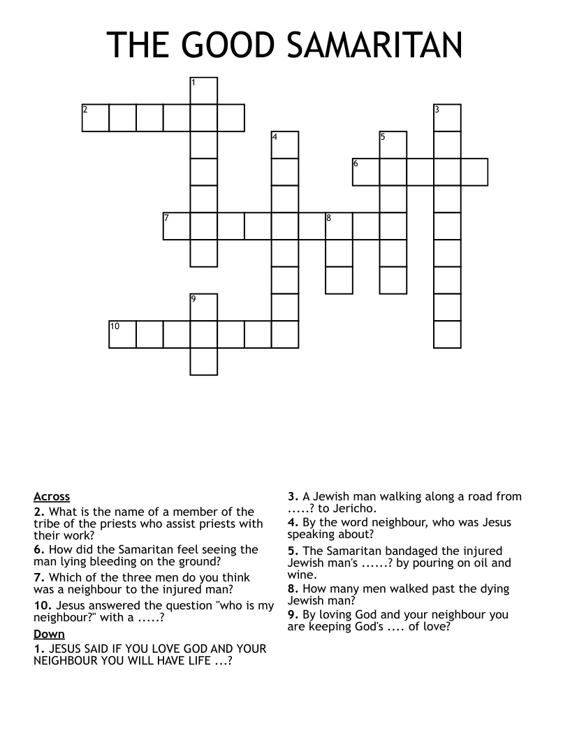 THE GOOD SAMARITAN Crossword