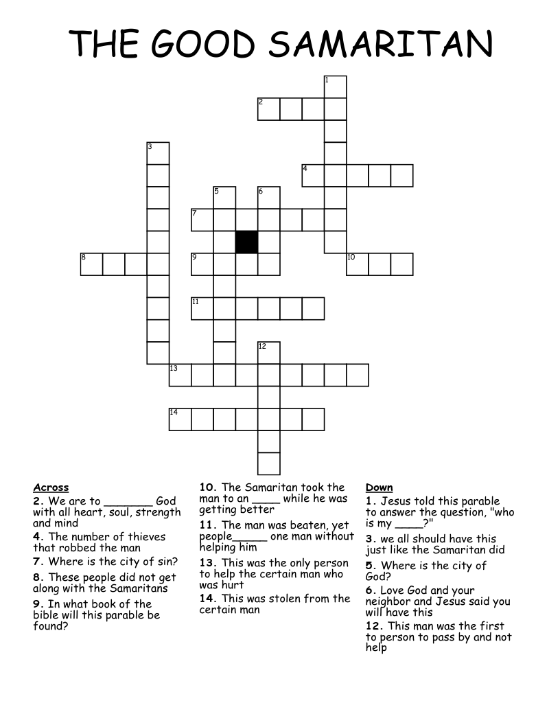 THE GOOD SAMARITAN  Crossword
