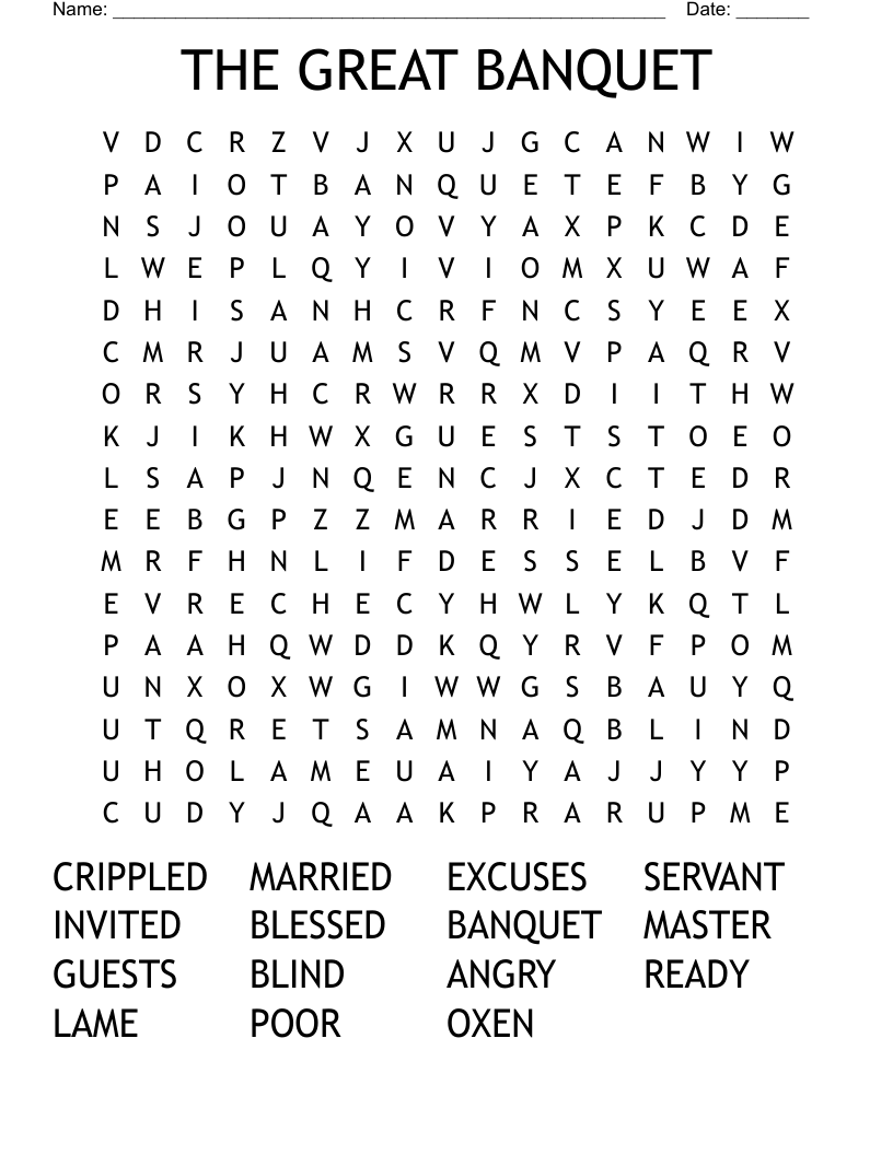 THE GREAT BANQUET Word Search