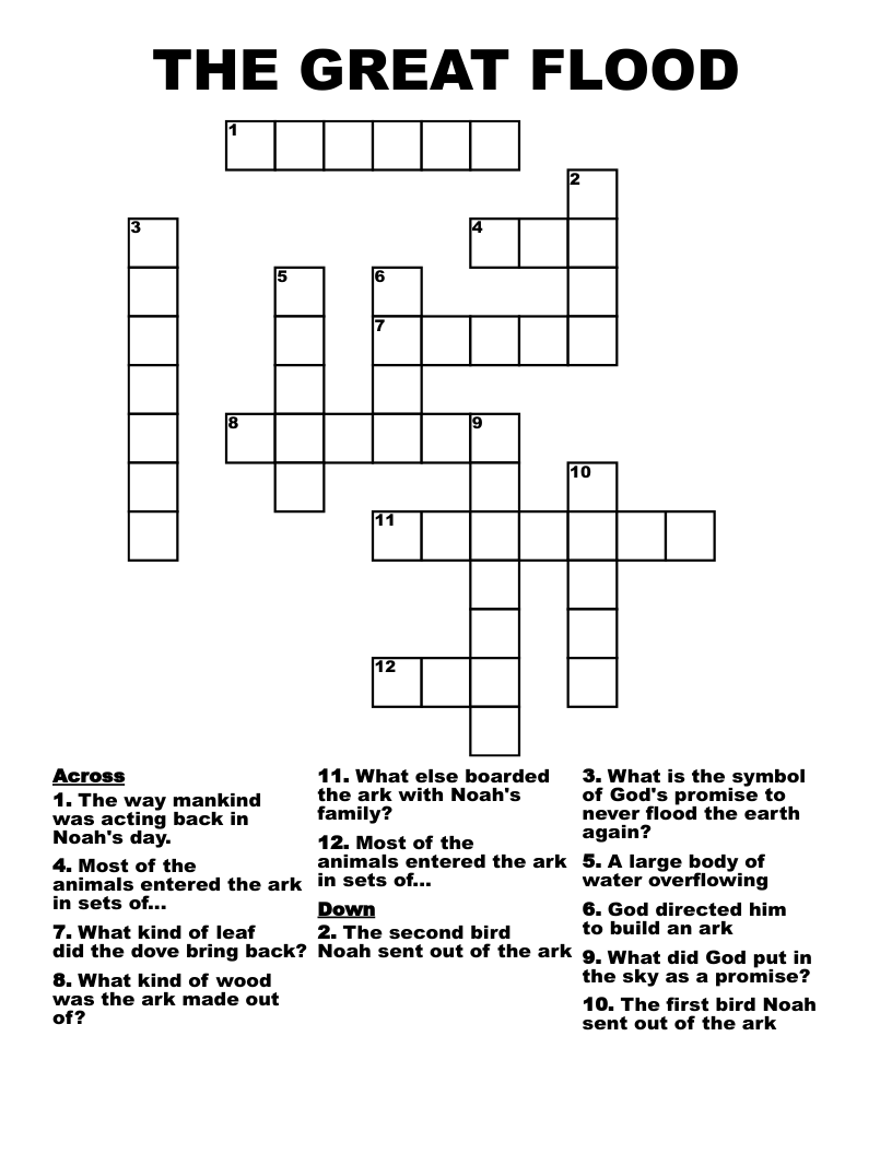 THE GREAT FLOOD Crossword