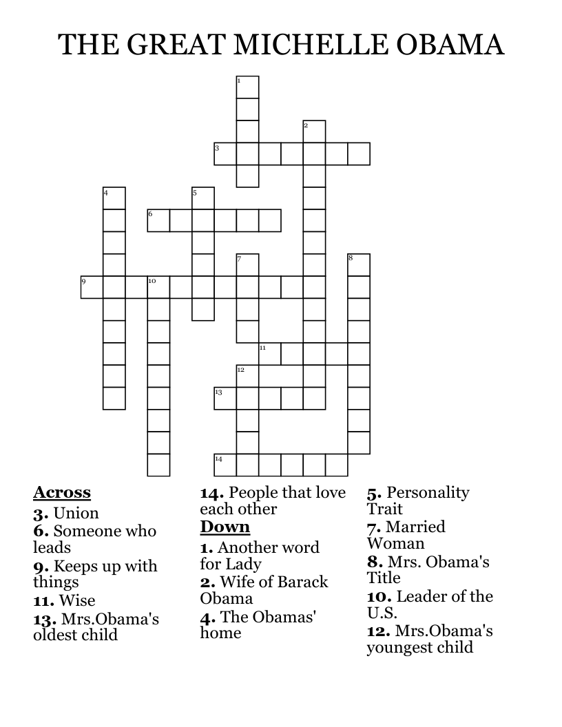 THE GREAT MICHELLE OBAMA Crossword