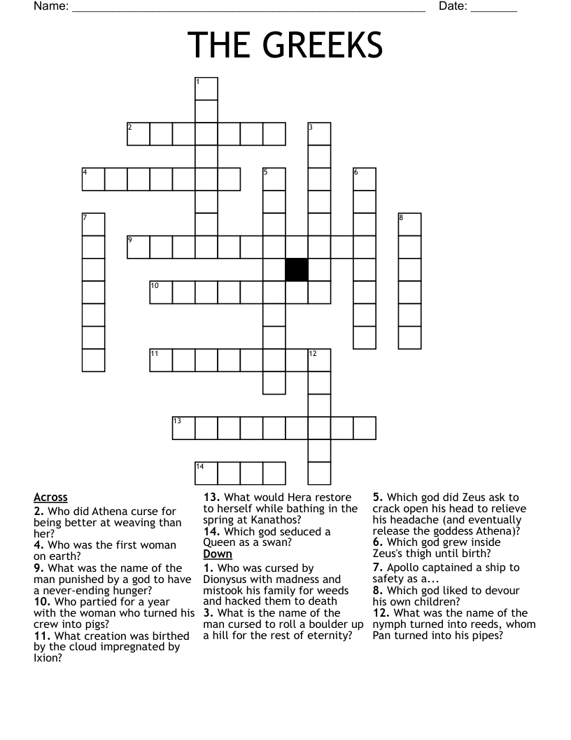 THE GREEKS Crossword