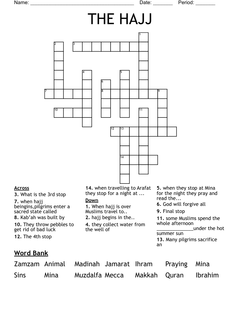 THE HAJJ Crossword