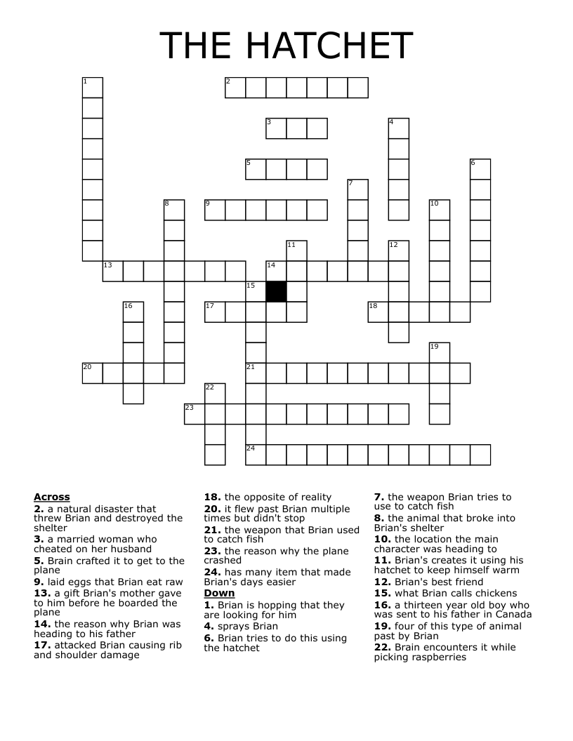 THE HATCHET Crossword