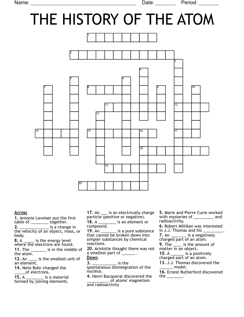 THE HISTORY OF THE ATOM Crossword