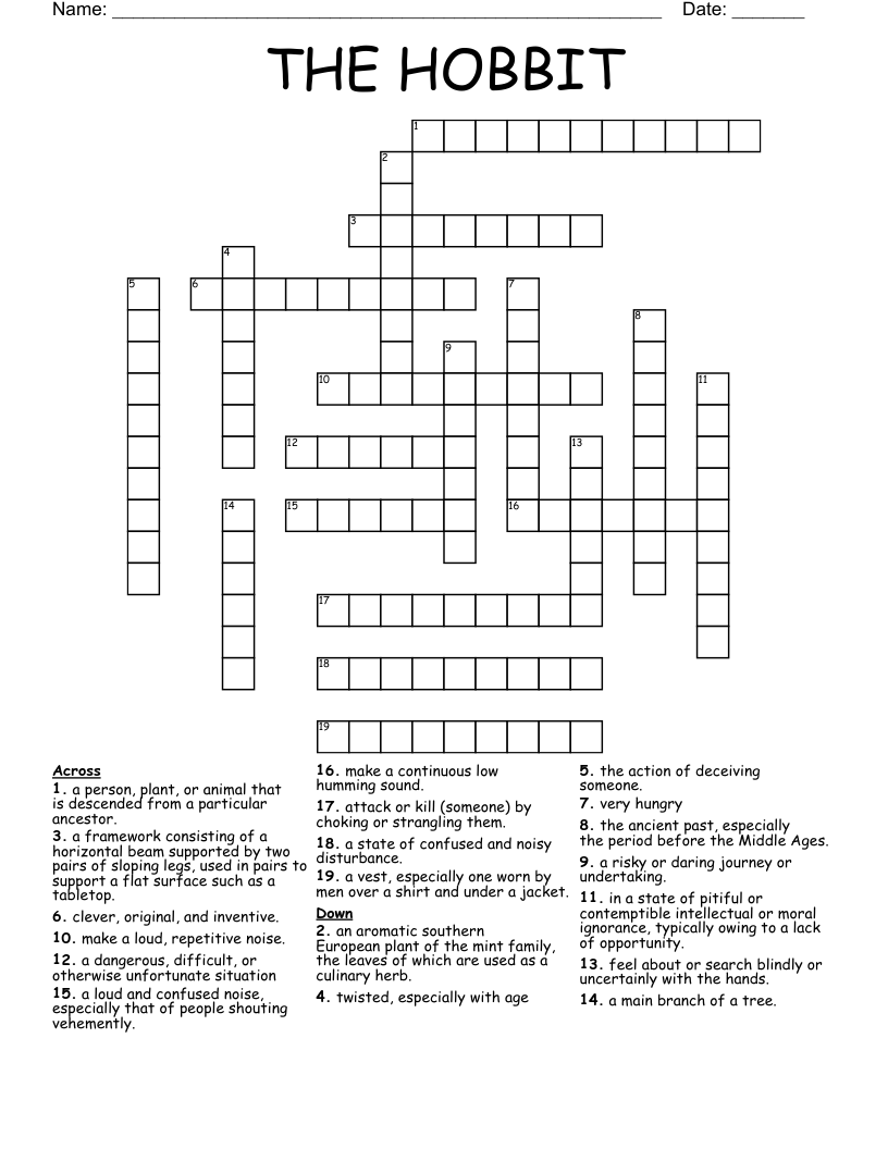 THE HOBBIT Crossword
