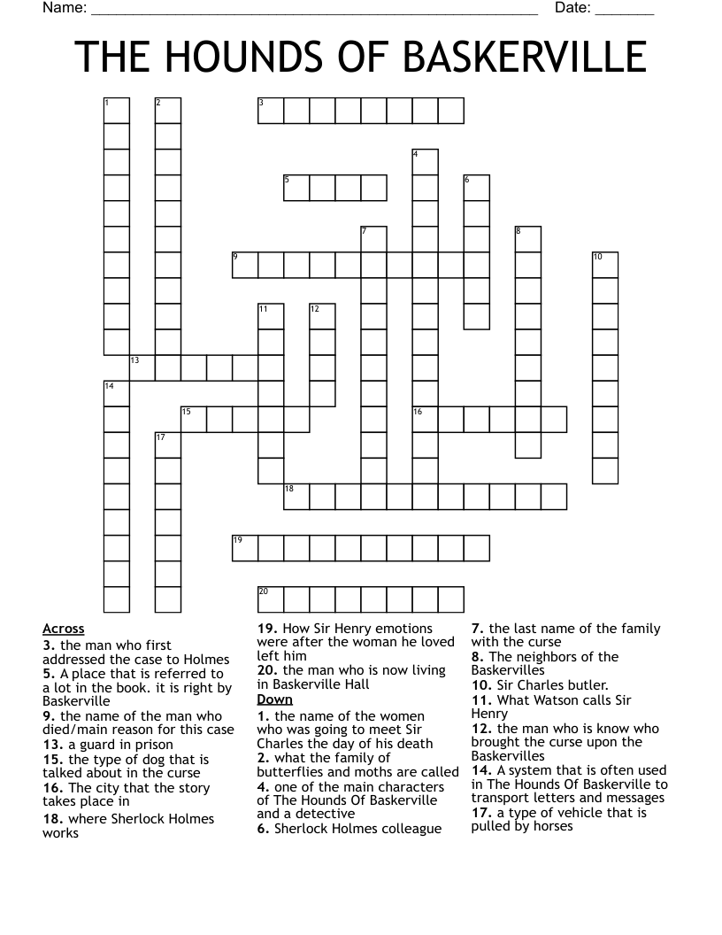 THE HOUNDS OF BASKERVILLE Crossword