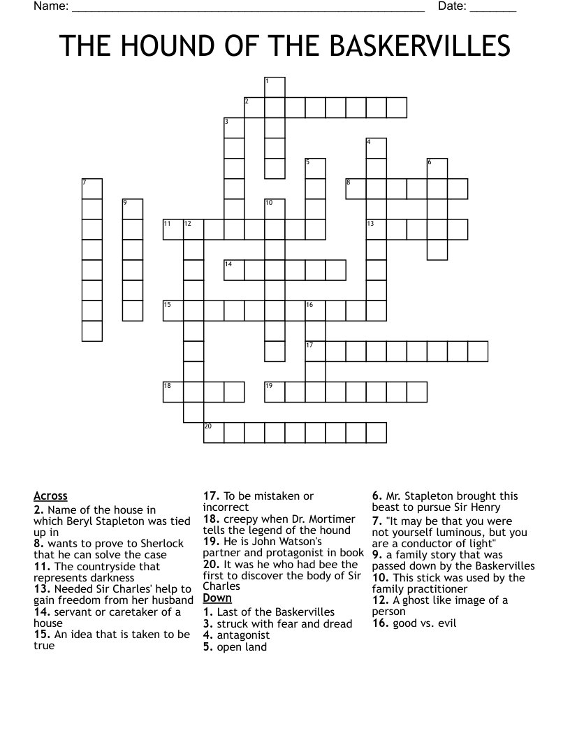 THE HOUND OF THE BASKERVILLES Crossword