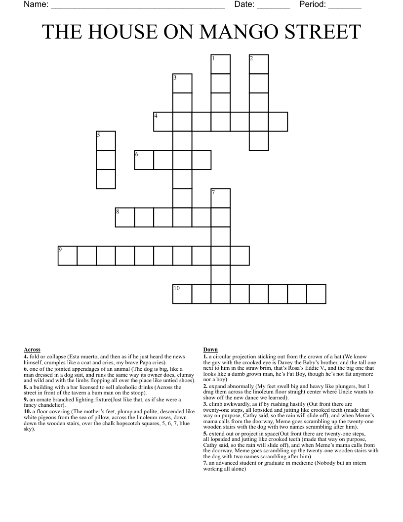 THE HOUSE ON MANGO STREET Crossword