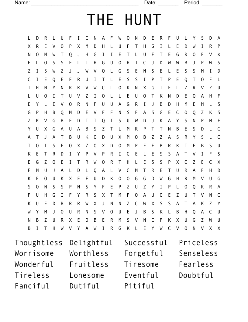 THE HUNT Word Search