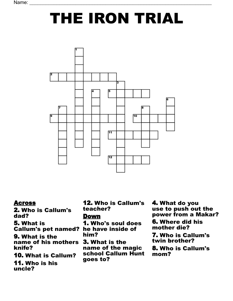 THE IRON TRIAL  Crossword